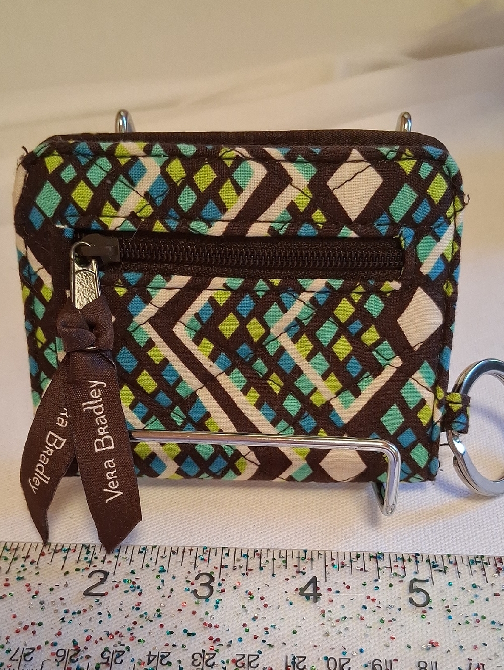 Vera Bradley Teal Green Geo Quilted Coin Wallet
